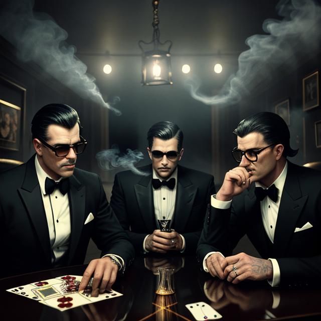 Film Noir Card Game in Smokey Backroom