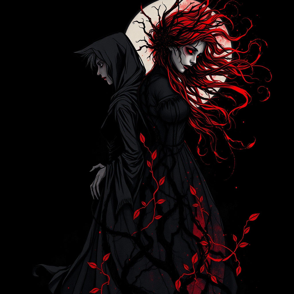 Gothic Figures in Dark Fantasy Style Illustration