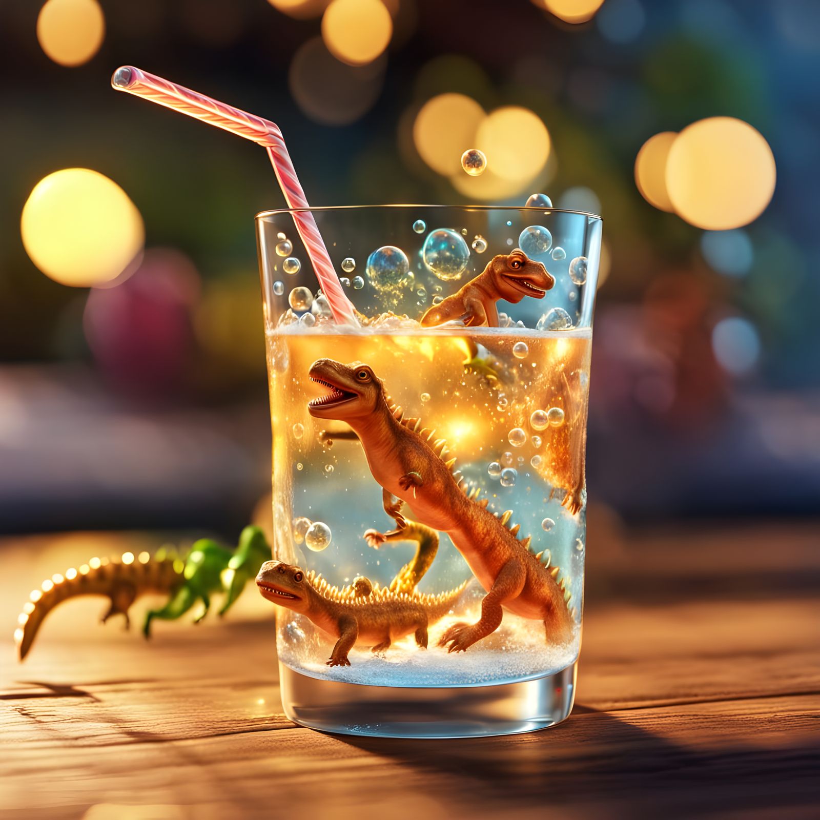 Dinosaurs Swim in Soda Pop