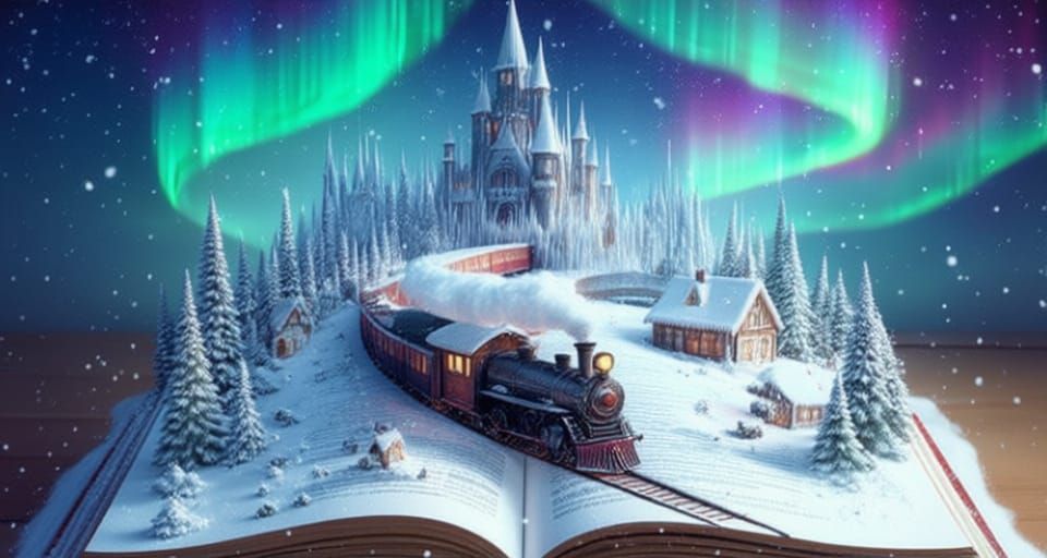 Vintage steam locomotive traveling on a railway that emerges...