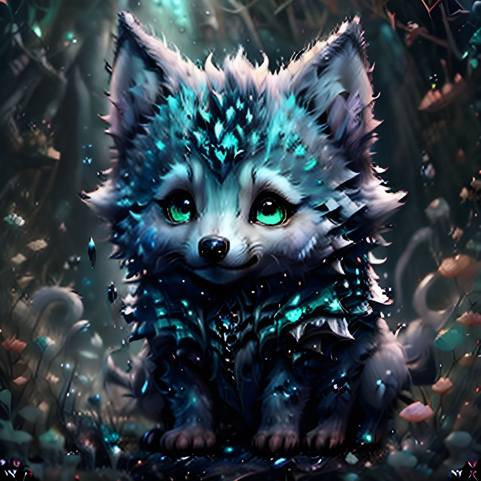 Cute Furry Baby Wolf with 3D Shading