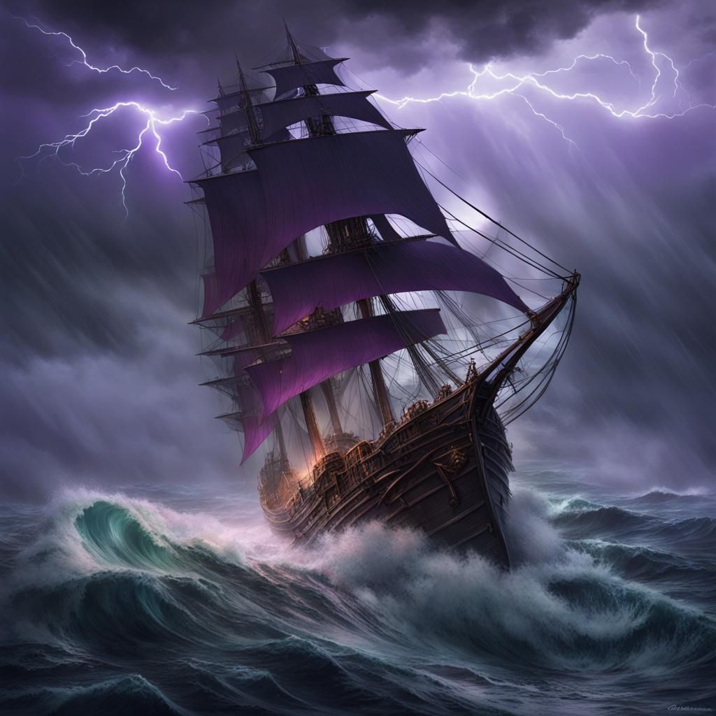 Sirens' Deadly Song in Stormy Seas: Dark Fantasy Art