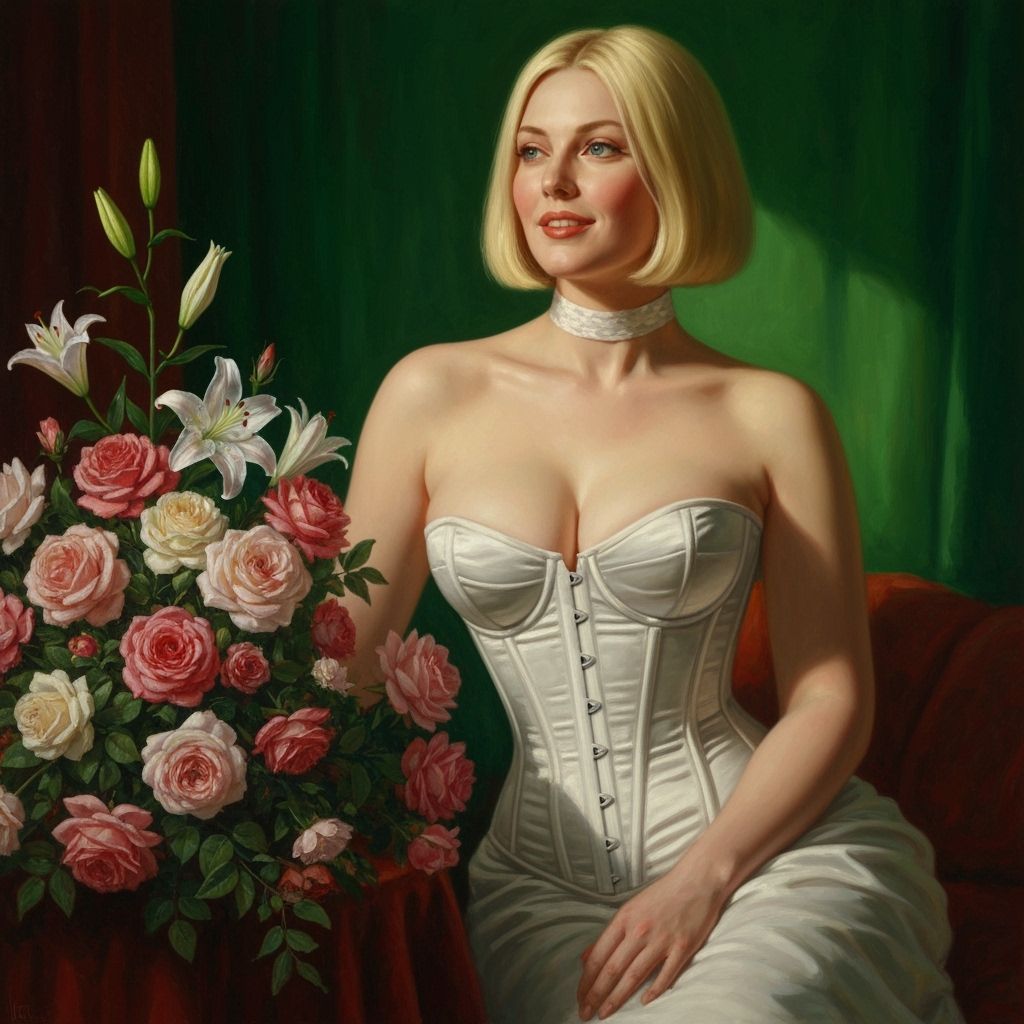 Emma Frost in Regal Pose as Oil Painting