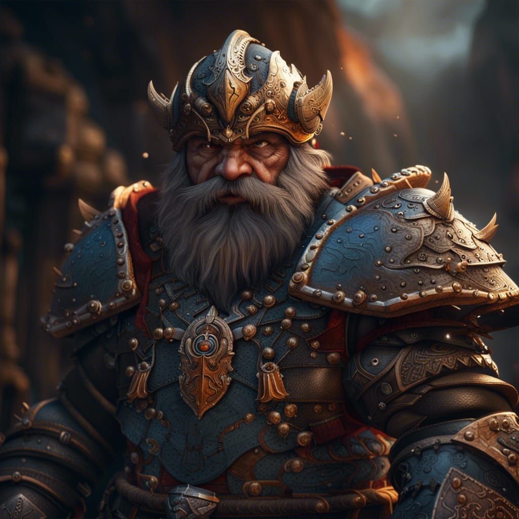 Dwarf warrior in heavy armor