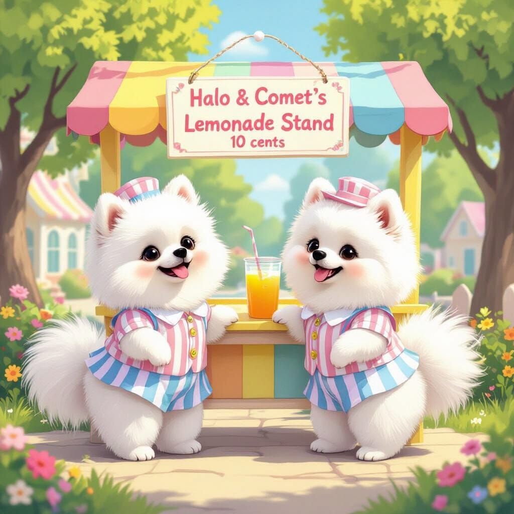 Pomeranians At Candy Land Lemonade Stand