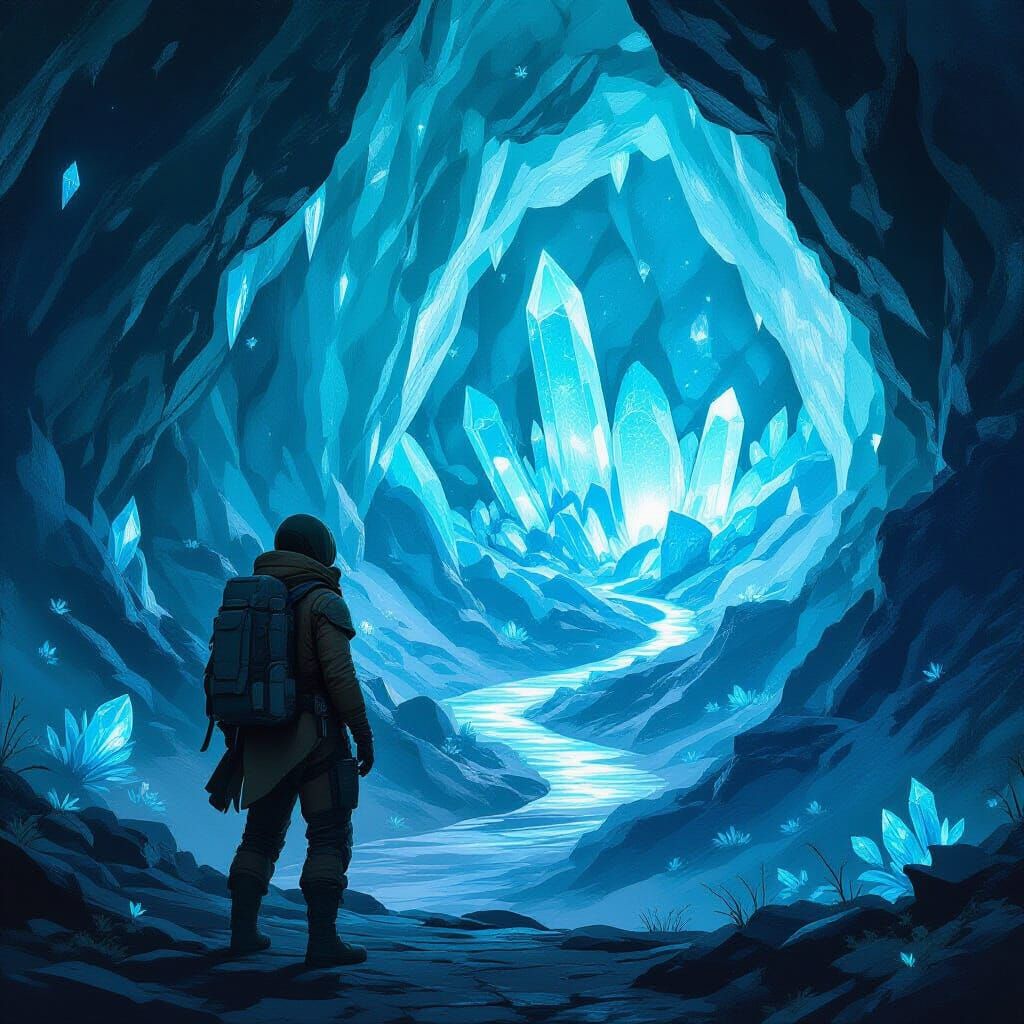 Crystalline Cavern Explorer: A Digital Painting