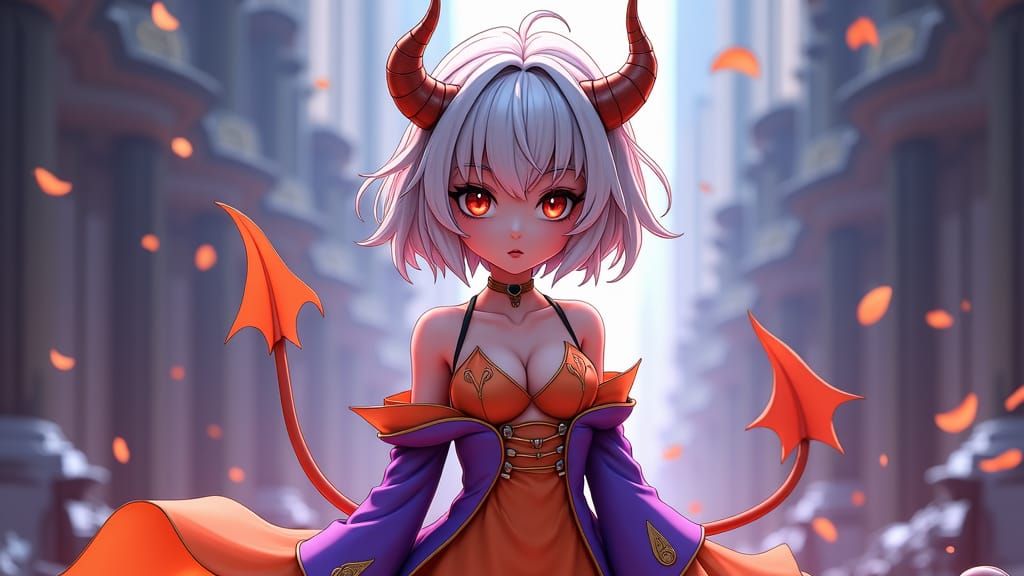 Imposing Devil Girl in Anime Art Style