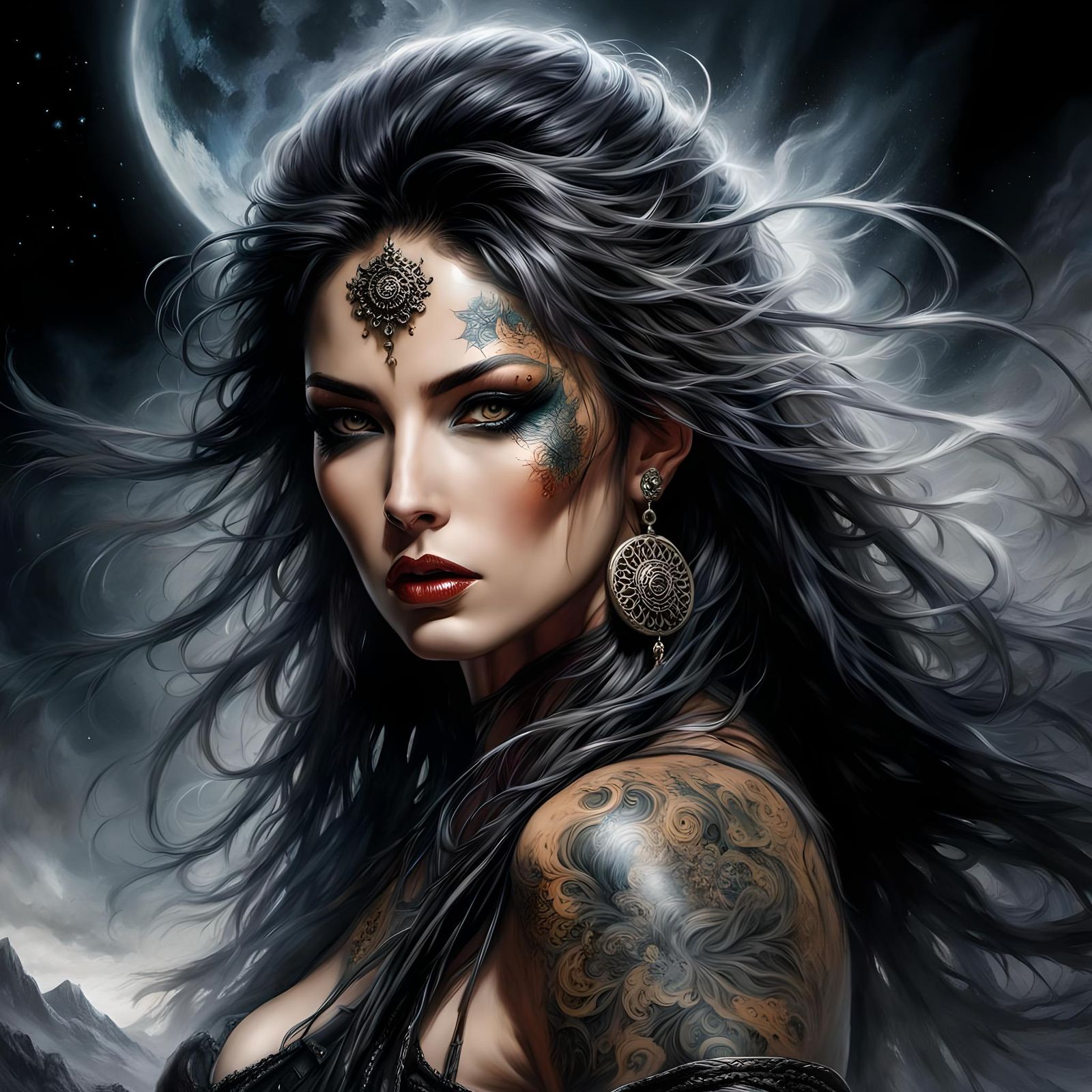 Luis Royo Style Tattooed Girl in Big Bang