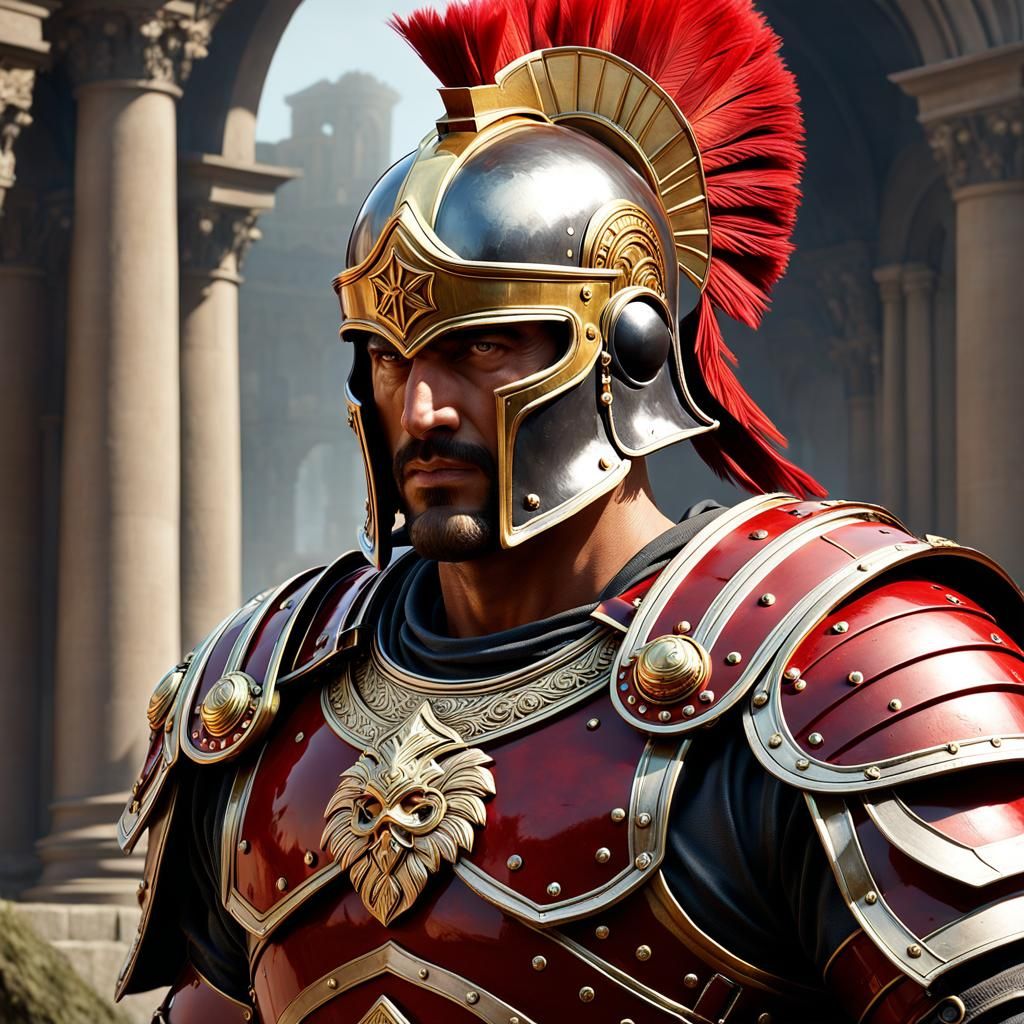 Roman Centurion Portrait in Hyperdetailed Digital Art Style