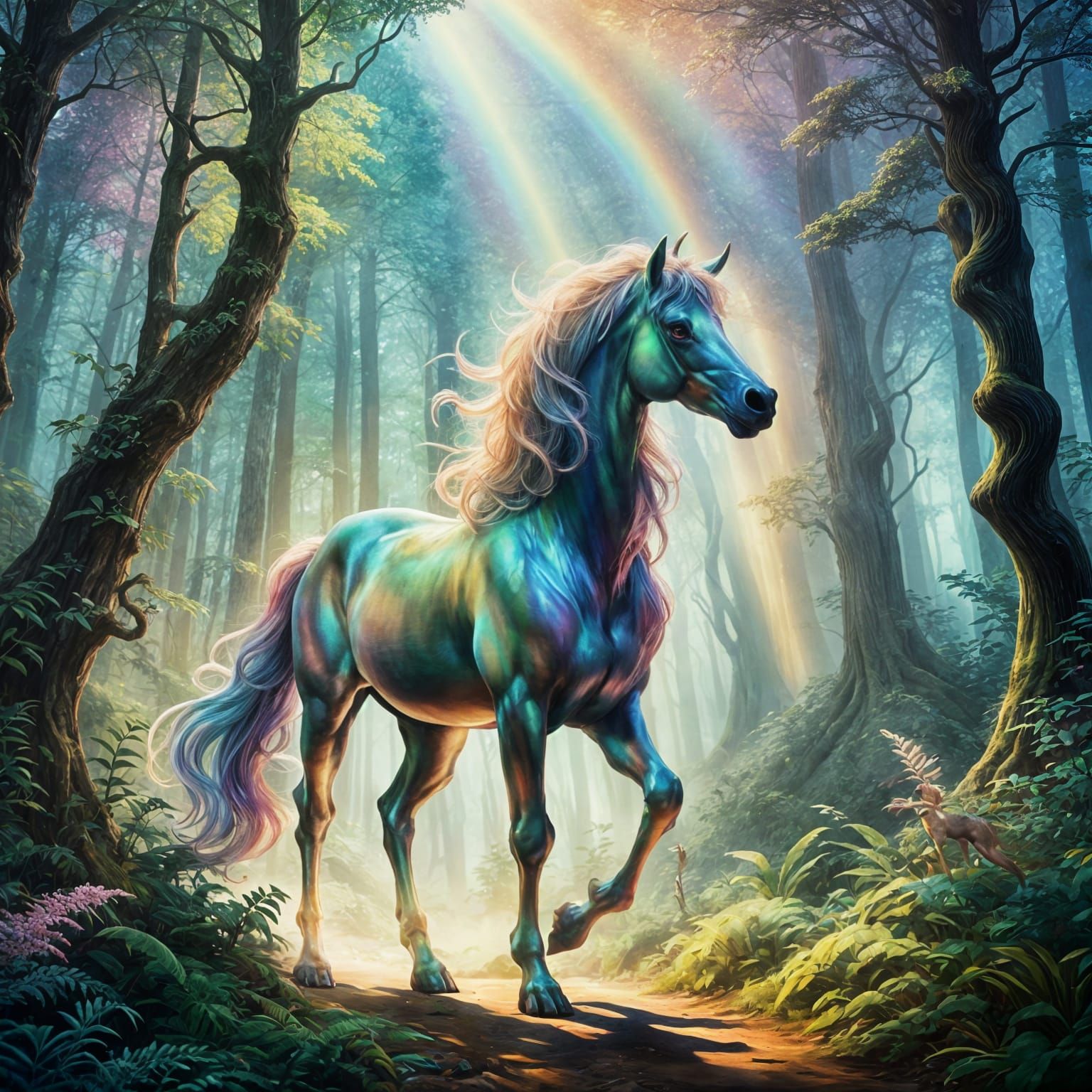 Iridescent Centaur in Magical Forest