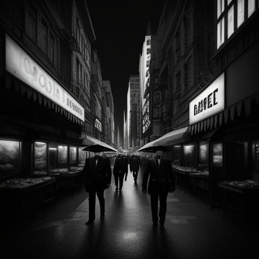 Eerie Alien Market in Film Noir Surrealism