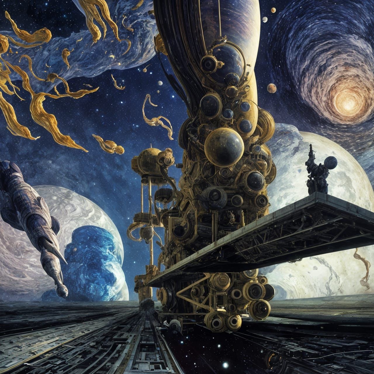 Surreal Spaceships Roar Through Celestial Fantasy