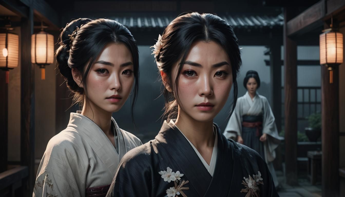 Young Japanese Woman Portrait in Anime Art Style