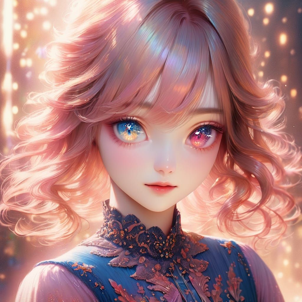 Kawaii Anime Girl with Heterochromia Eyes