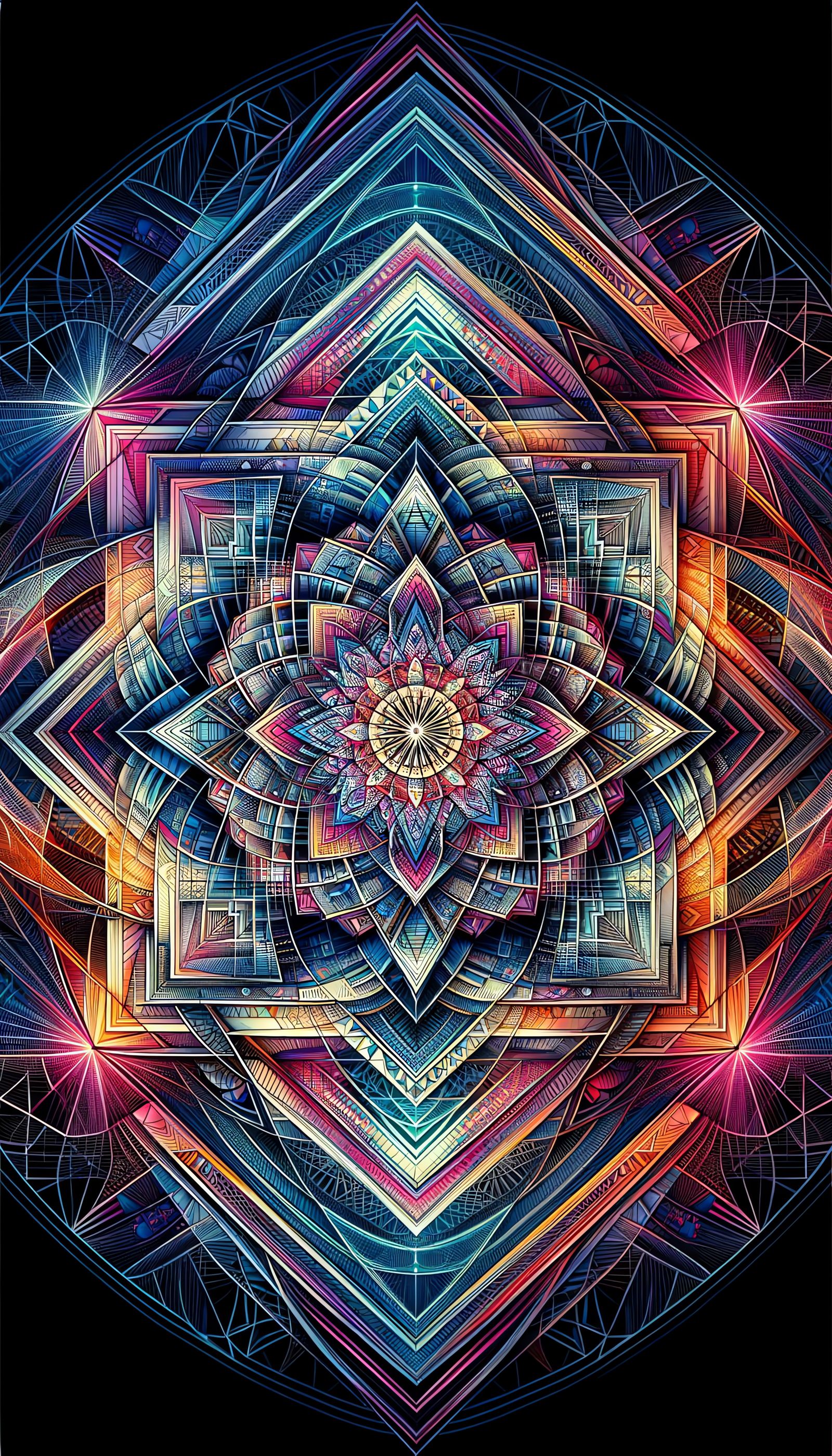 Vibrant Mandalas in Sacred Geometry Style