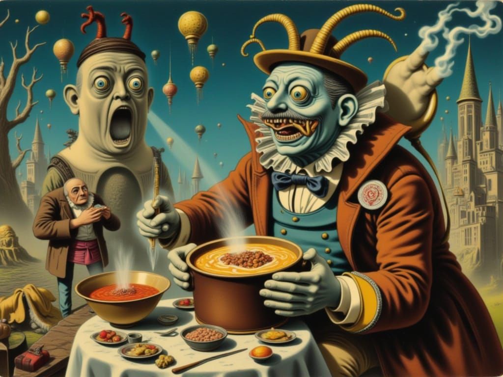 Graf Rotz Visits Relatives: A Surreal Oil Painting