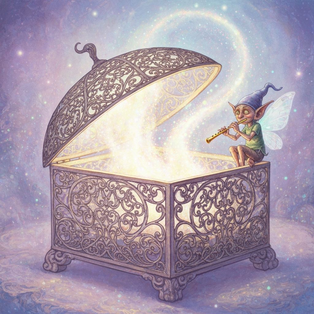 Vintage Music Box Opens Revealing Fairy Dust