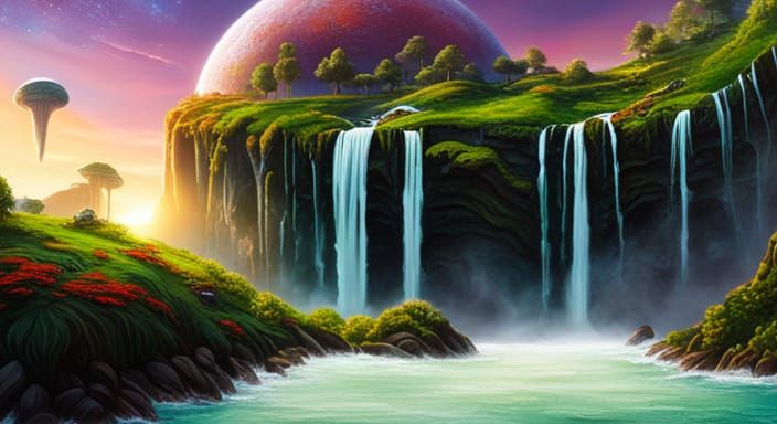 Psychedelic Planet with Fluorescent Flora