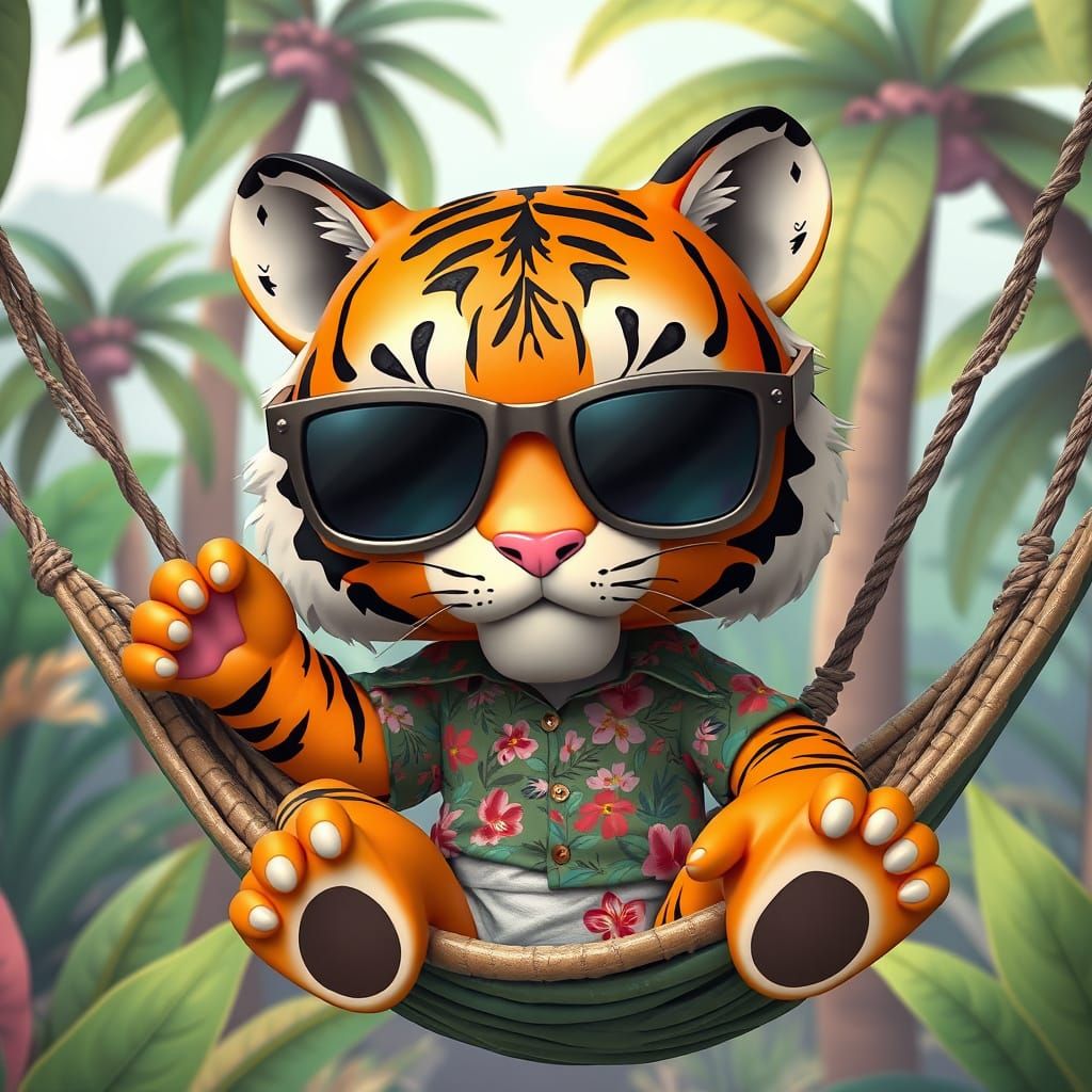 Funko Pop Tiger Lounging in Jungle Hammock