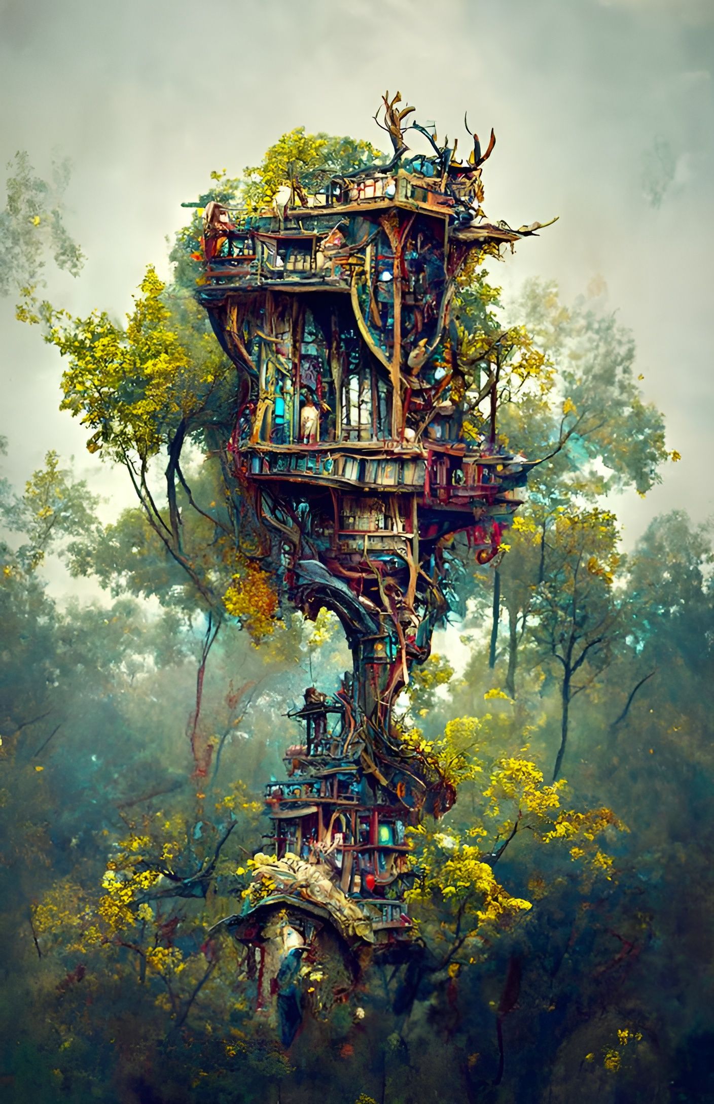 Enchanted Treehouse in Hyperrealistic Digital Art