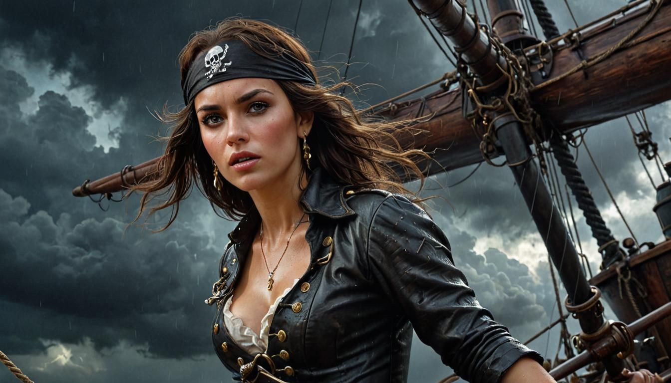 Pirate Queen Portrait in Dramatic Realism Style