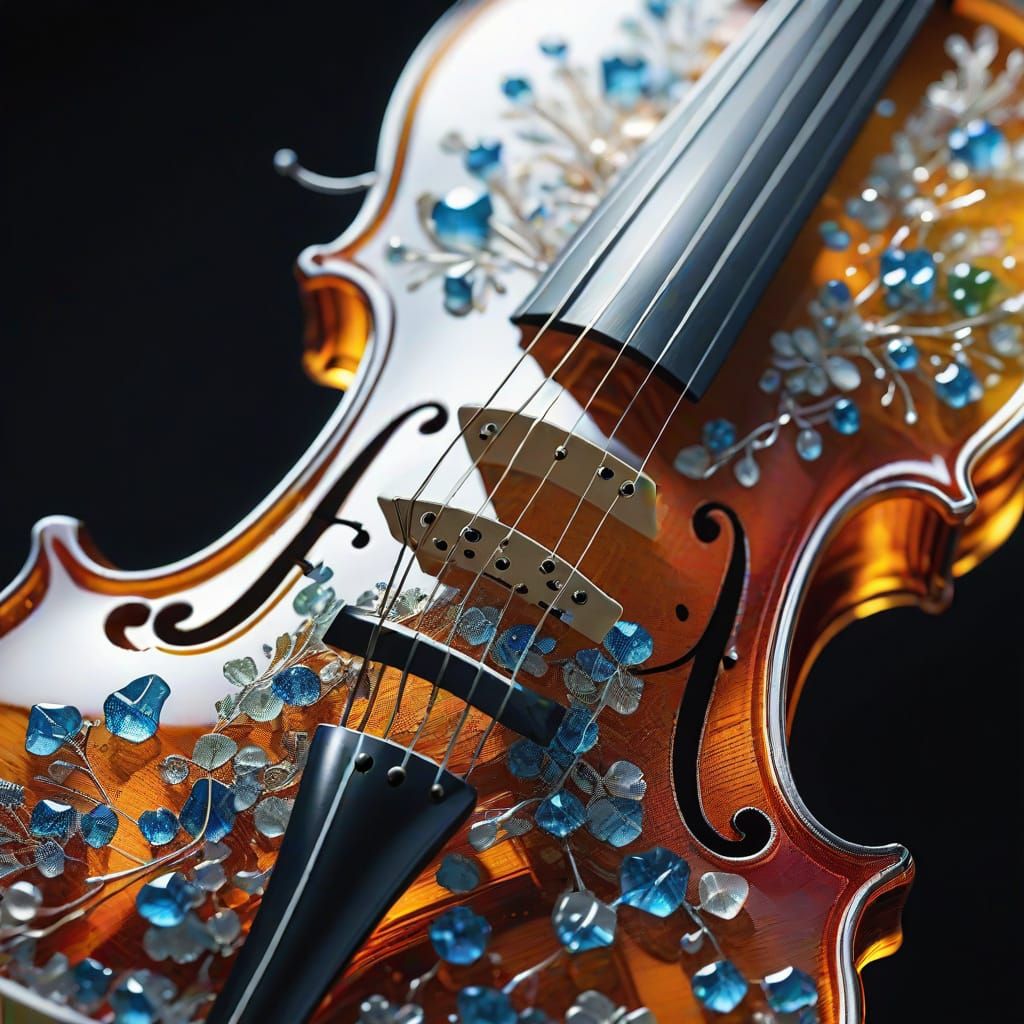 Intricately Detailed Glass Violin in Brilliant Transparency
