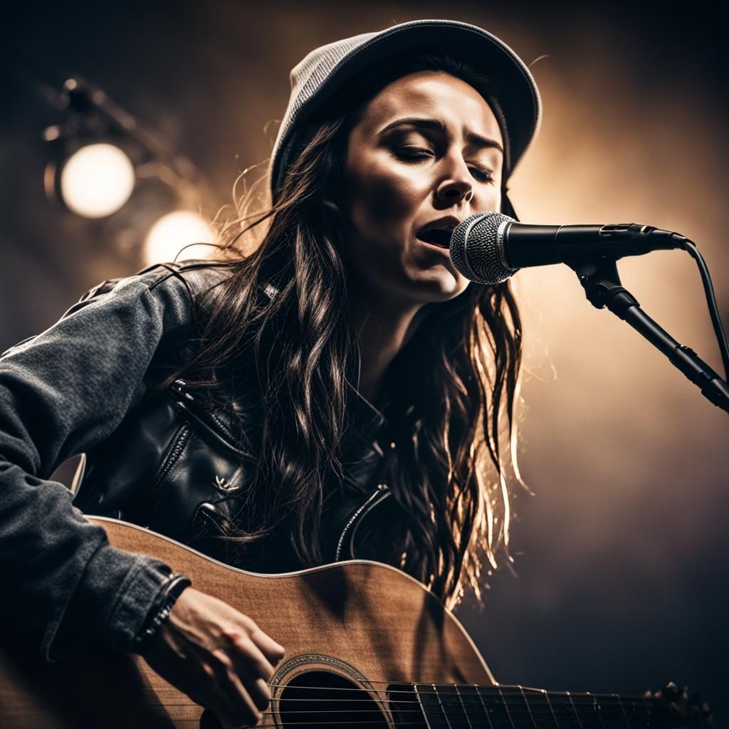 Amy Shark Singing with Eyes Closed: Hyperrealistic HDR
