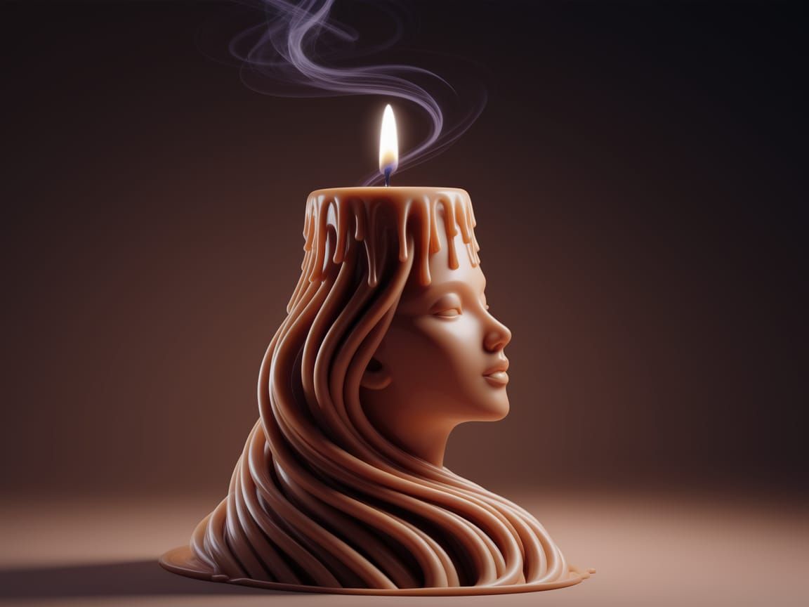 Surreal Wax Sculpture in Candlelight
