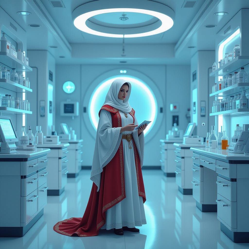 Medieval Apothecary in Modern Hospital, Digital Art