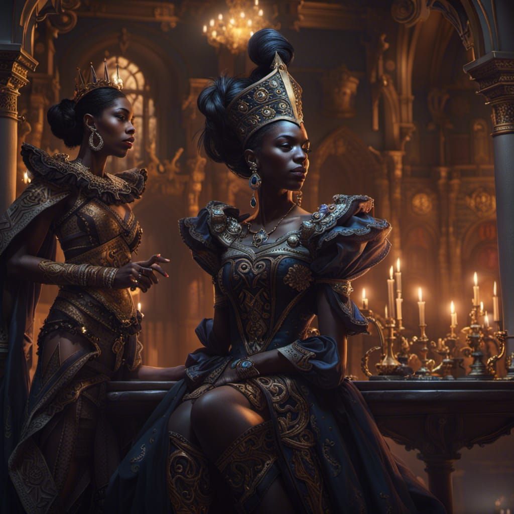 Beatiful Black Queenholding court