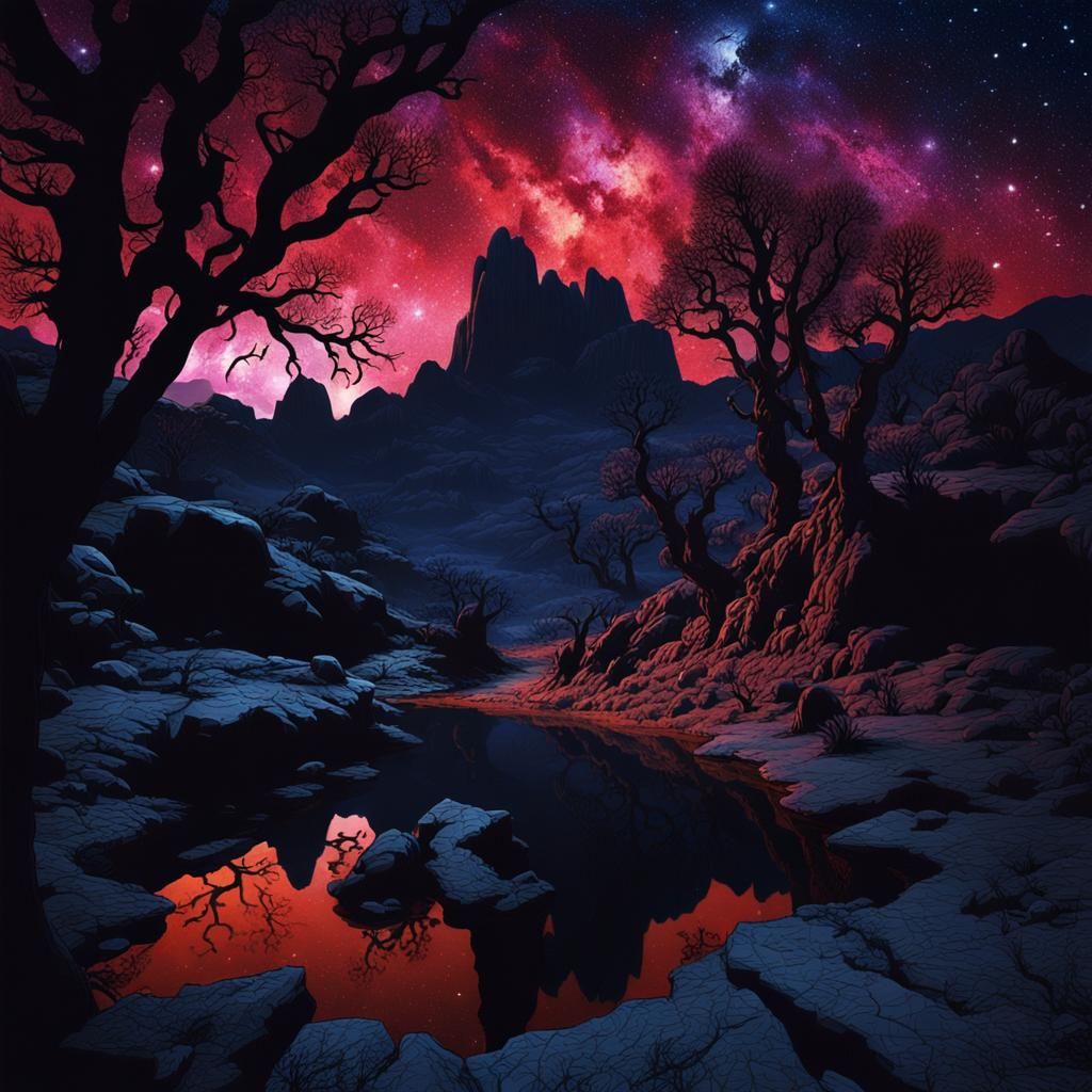 Dramatic Valley Landscape with Crystal Caves