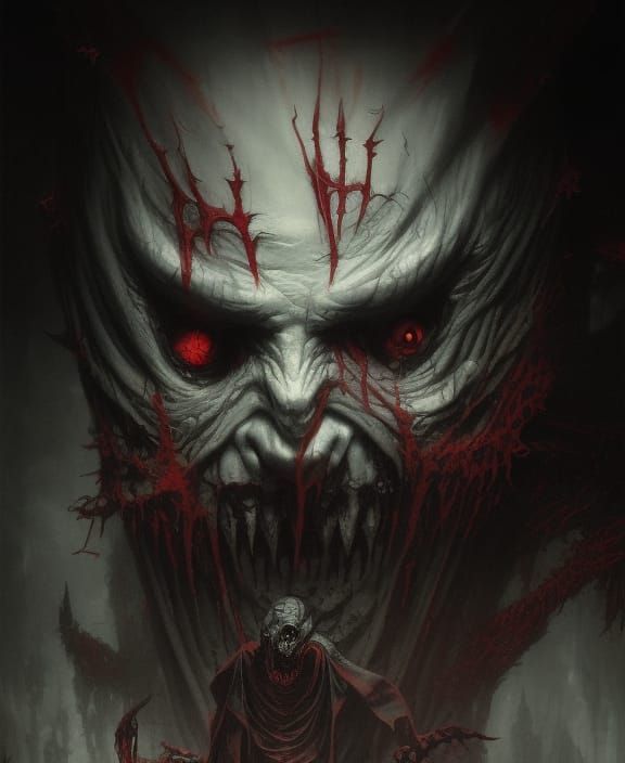 Creepy Undead Demon Stalker with Red Eyes