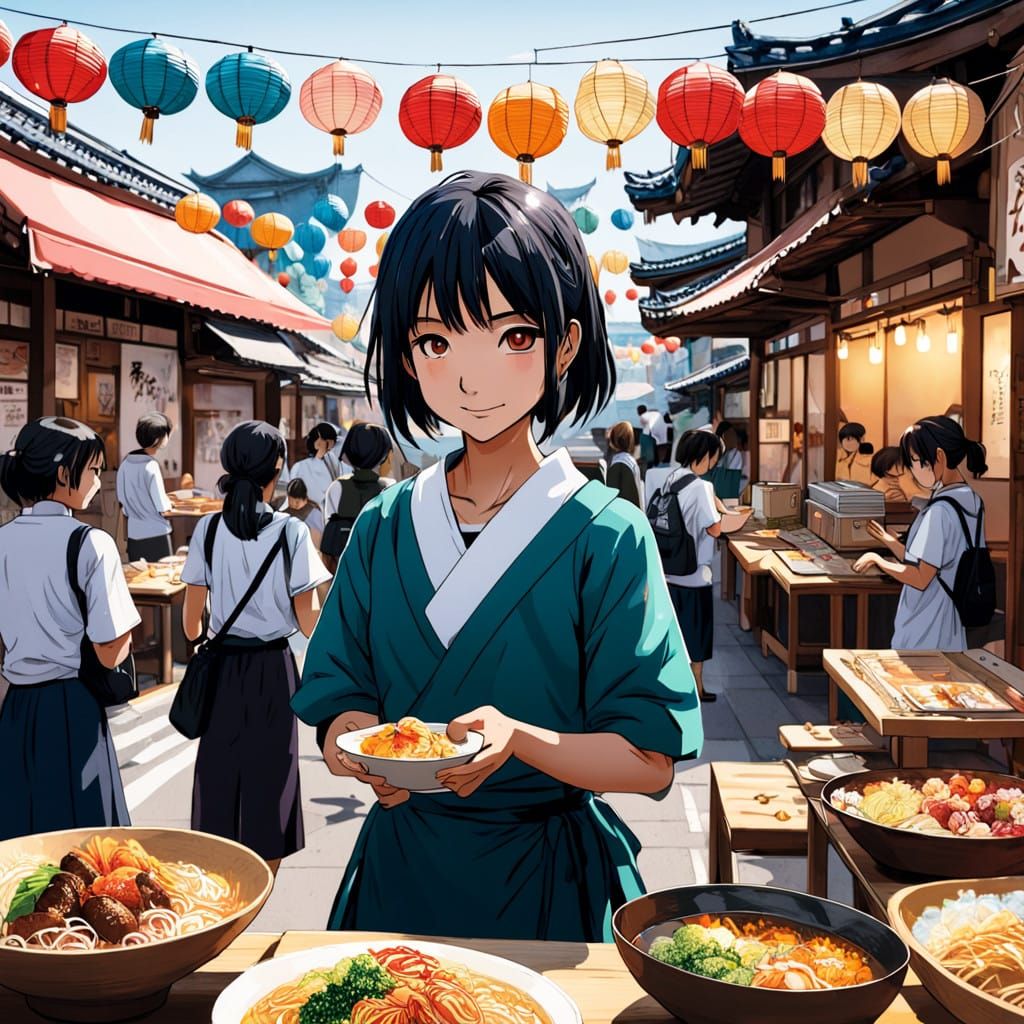 Anime Cultural Fair in Vibrant Schoolyard