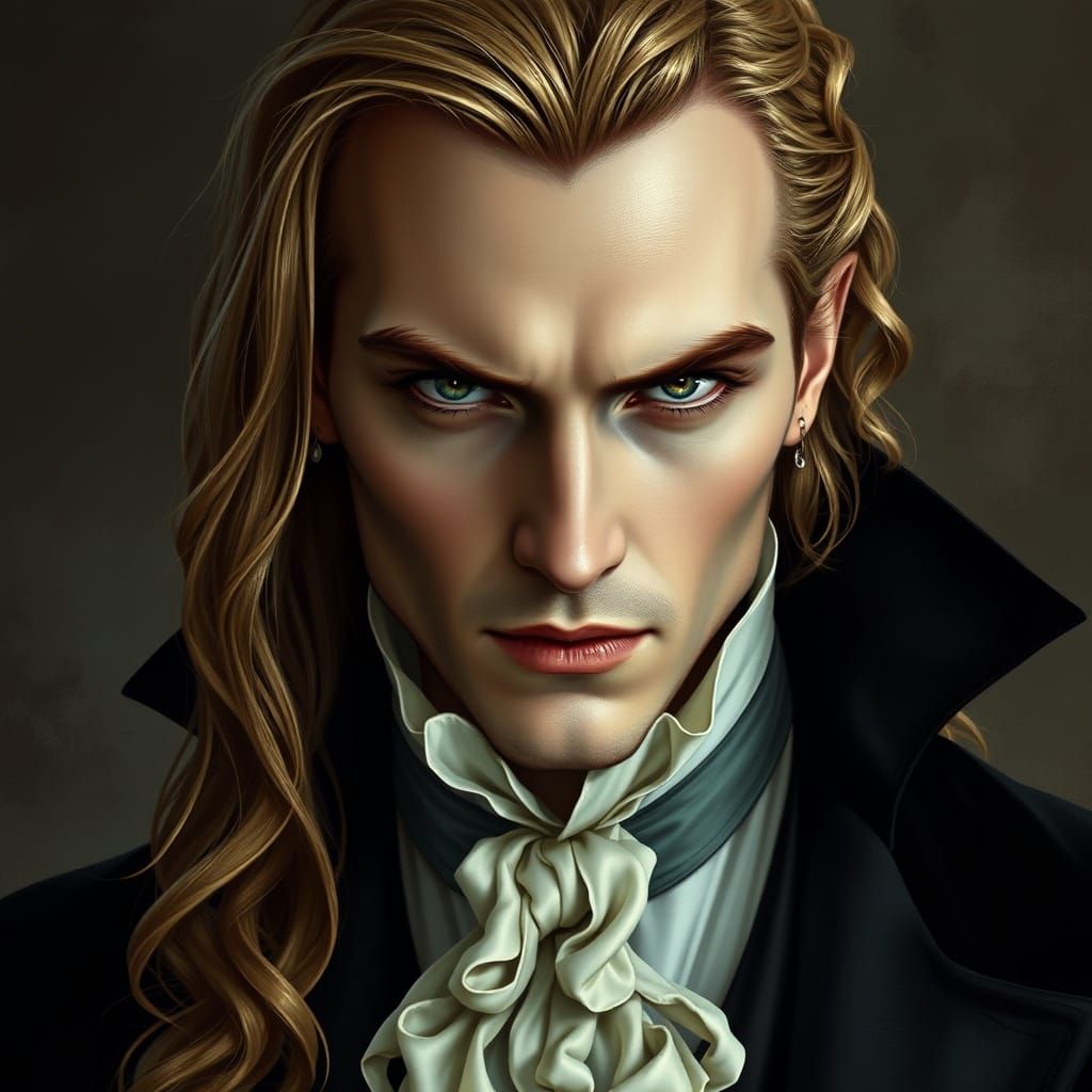Charismatic Vampire Portrait in Gustave Doré Style