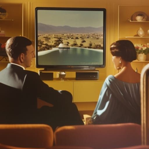 1960s family watching TV