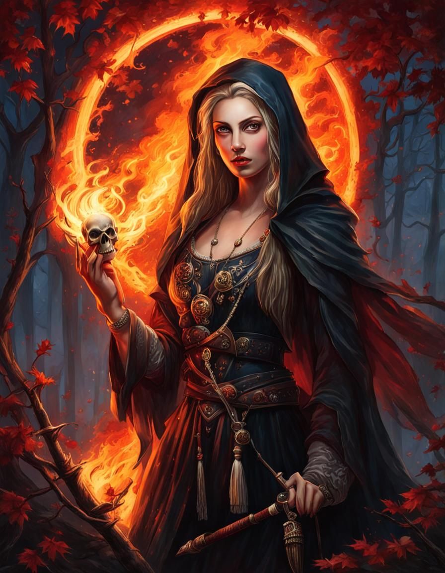 Slavic Baba-Yaga Banshee in Realistic Watercolor