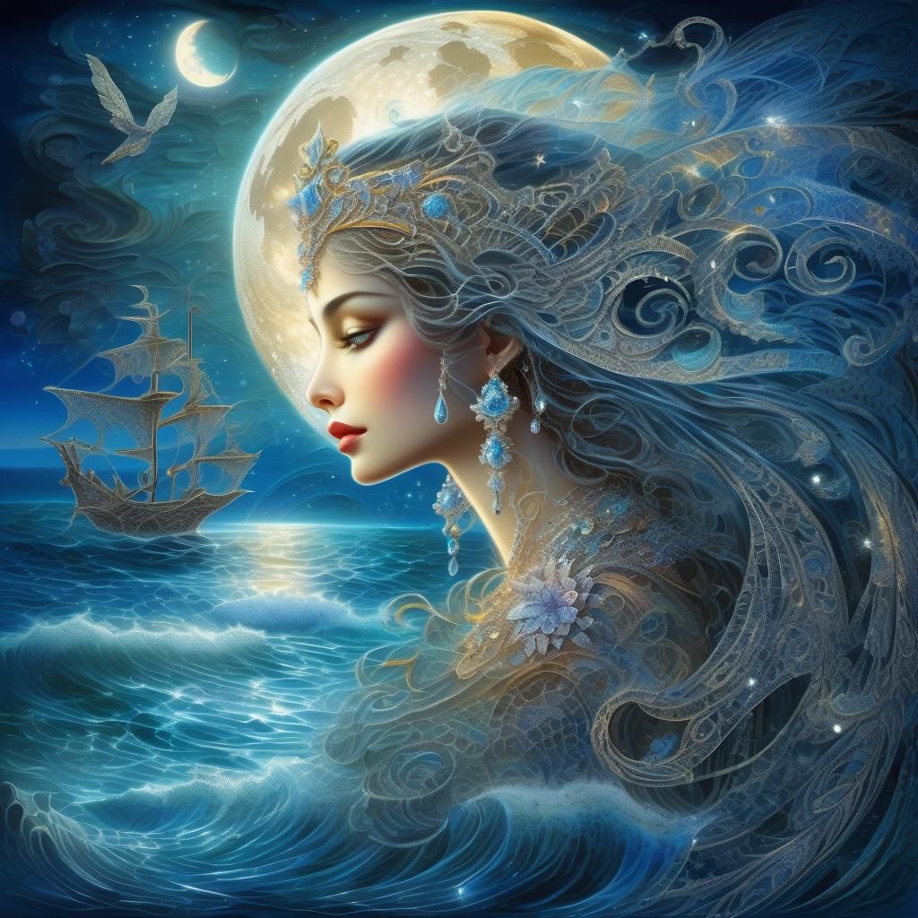 Mysterious Sea Princess in Ethereal Style