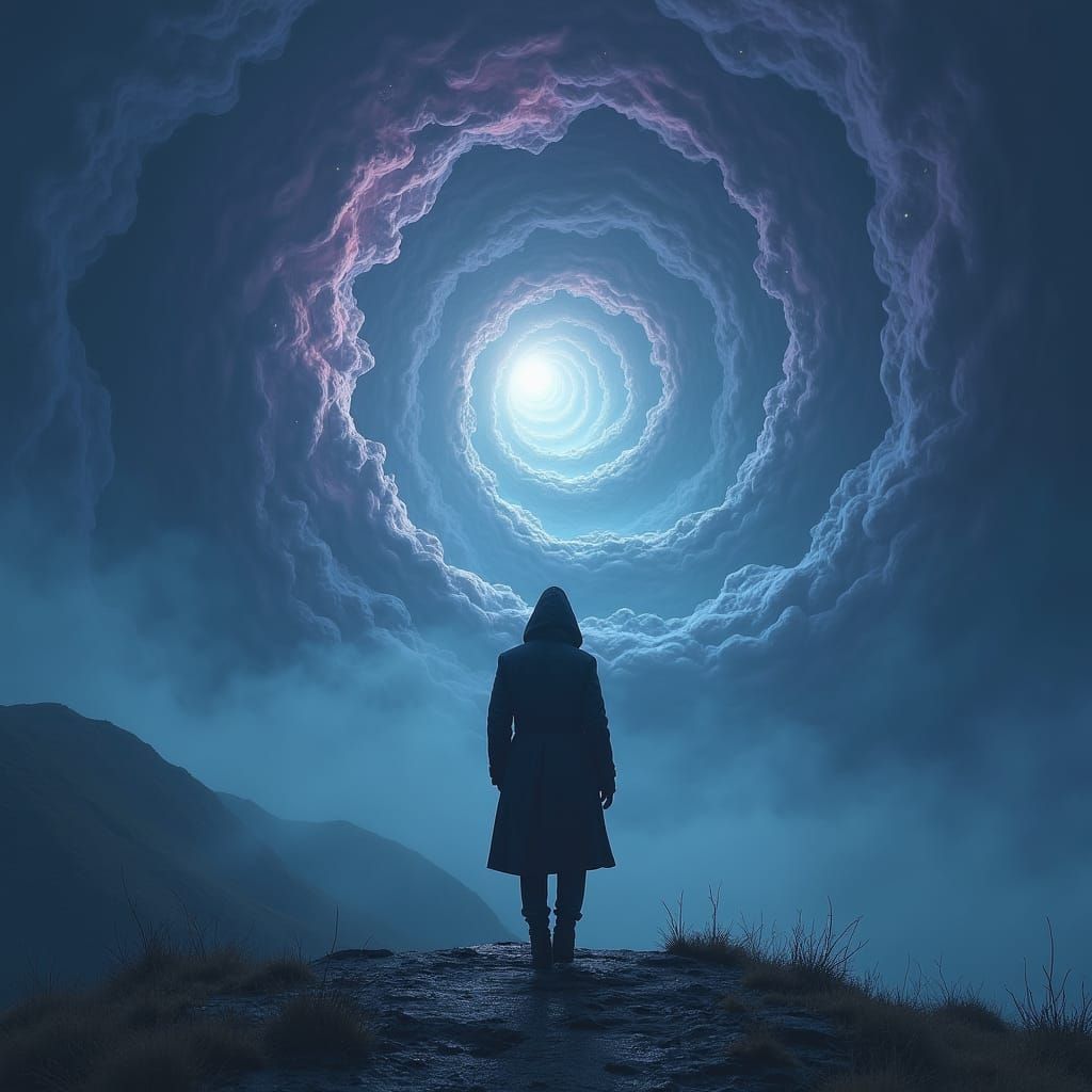 Ethereal Figure Steps into Cosmic Dreamscape