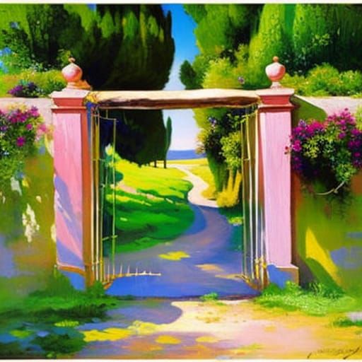 Mediterranean Landscape in Renaissance Splash Art Style