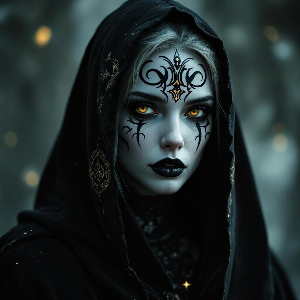 Mythpunk Shadow Priestess with Nordic Runes