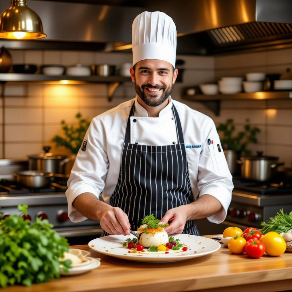 Chef Presents Culinary Masterpiece in Impressionist Style