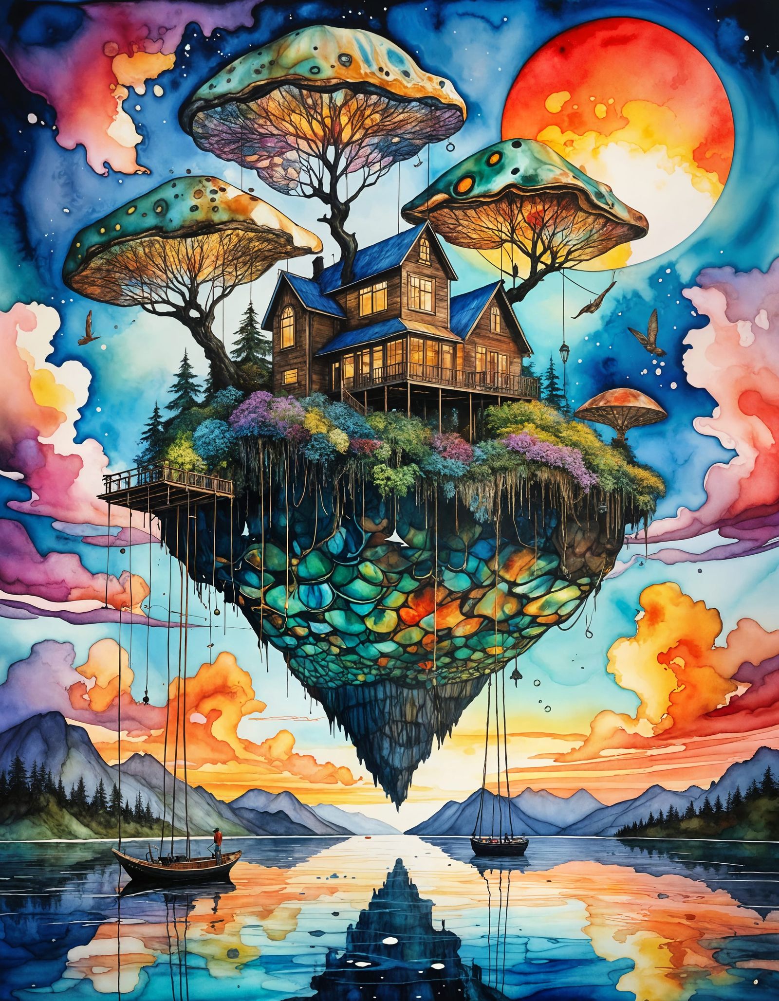 Enchanting Abalone Island in Sunrise Sky