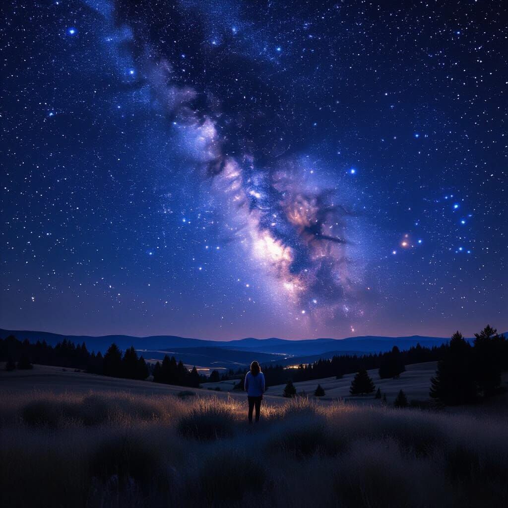 Vast Wild Landscape Under a Starry Night Sky