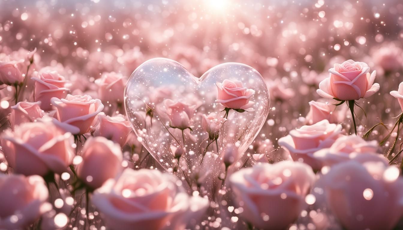 Chocolate Hearts in a Rose Field