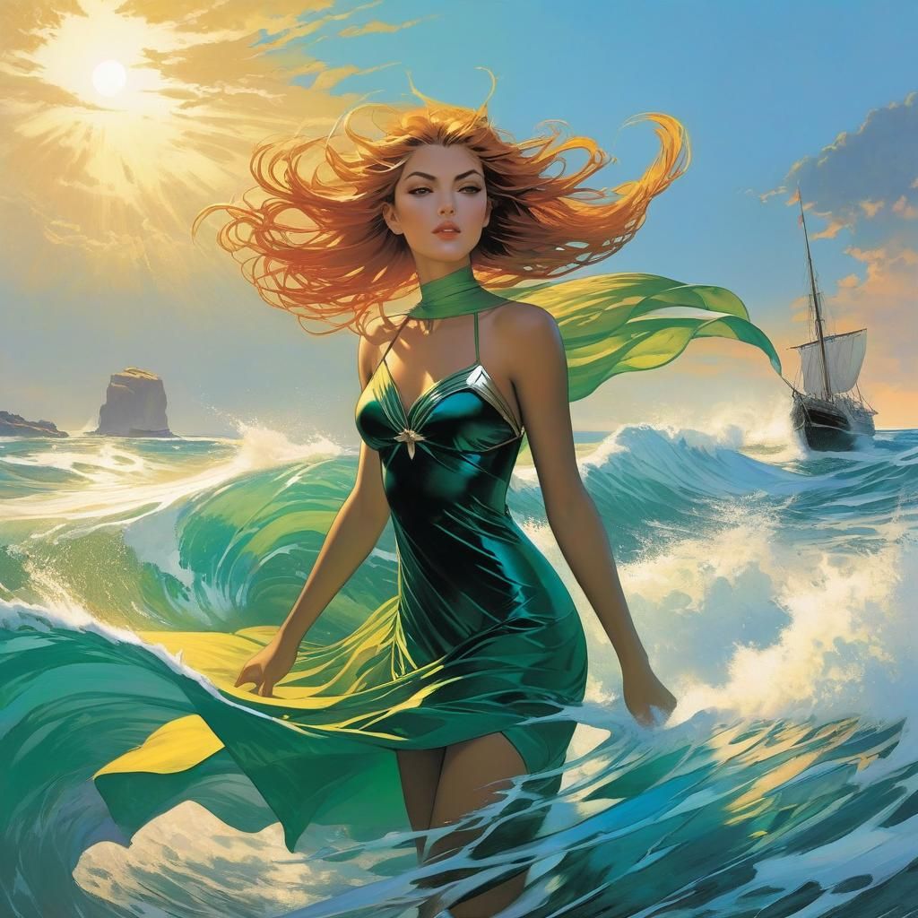 Sunset Seascape in Academic Painting Style