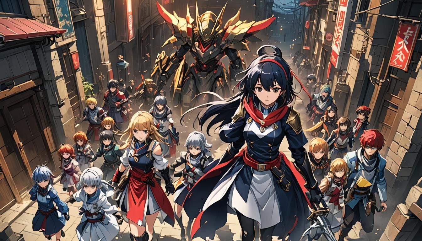 Anime Style Epic Entrance: Cel-Shaded Digital Art