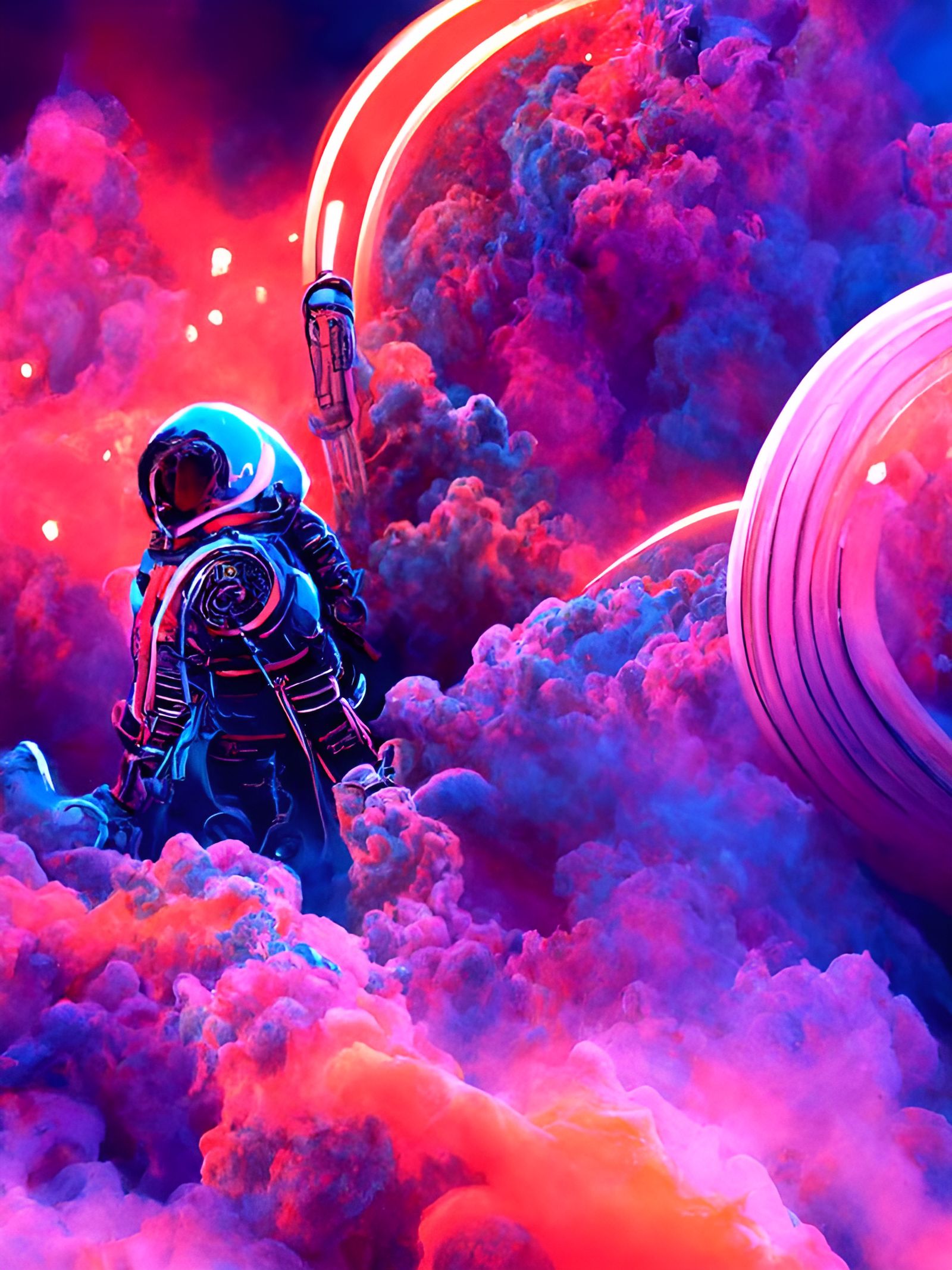 Steampunk Astronaut in Deep Color Digital Art