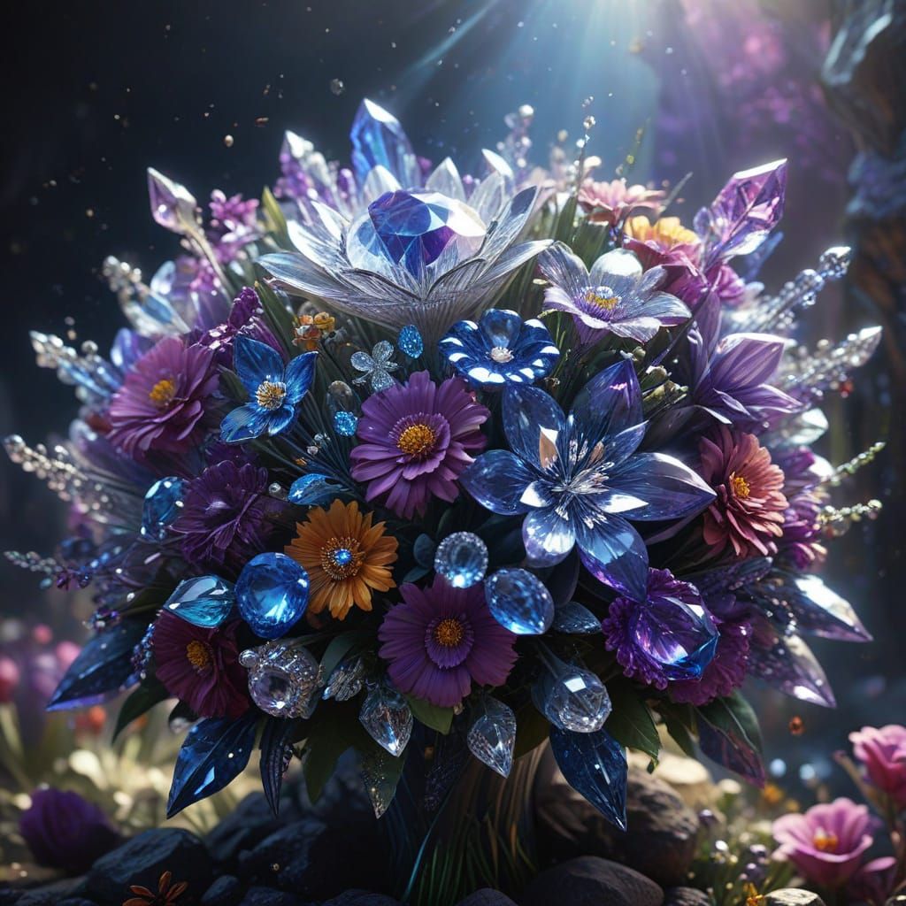 Ethereal Crystal Bouquet Shines in Vibrant Colors