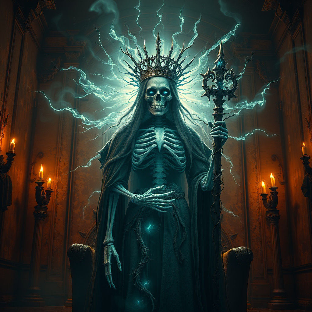 Ethereal Undead Monarch in Decaying Throne Room