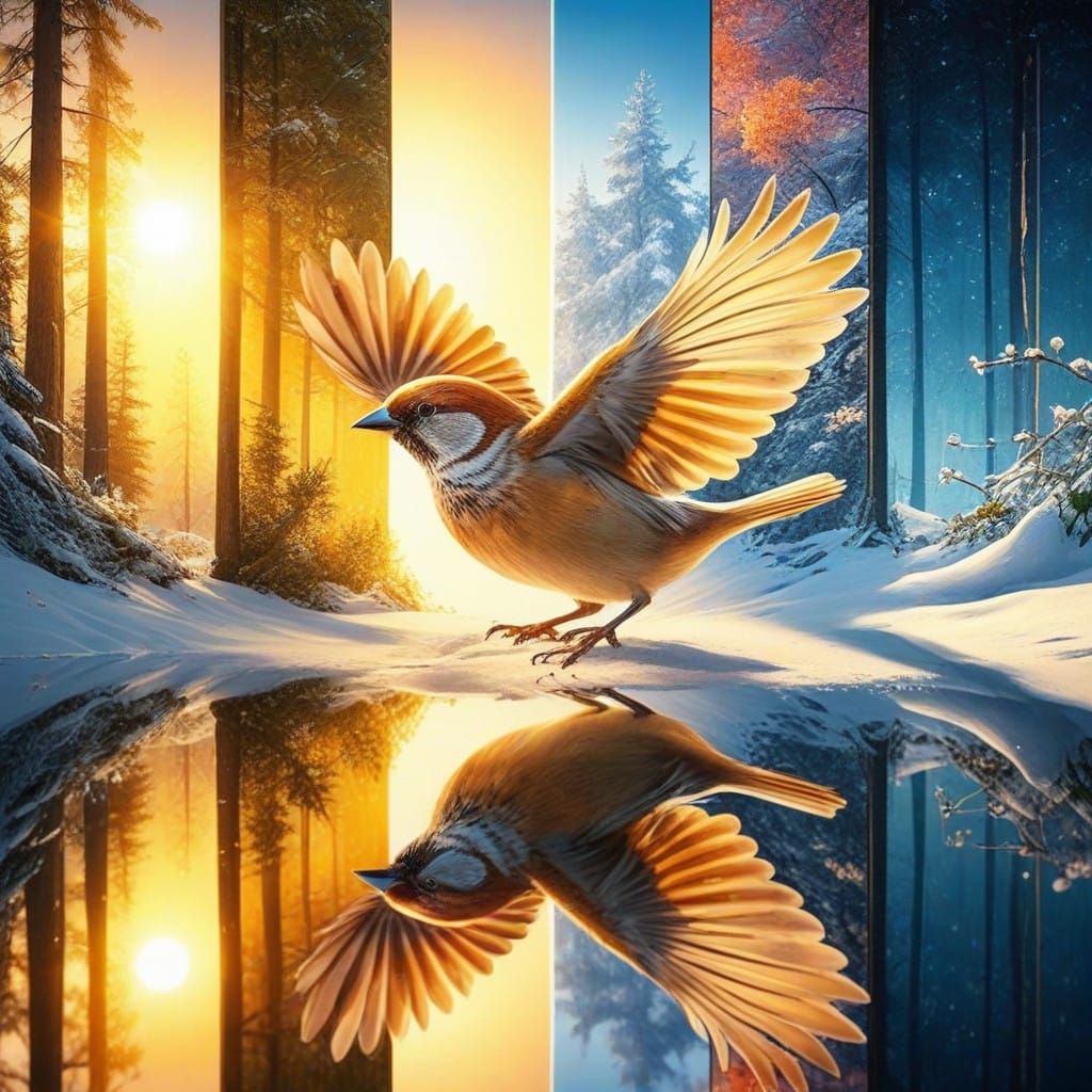 Bird in Multicolored Mirrored Dimensions